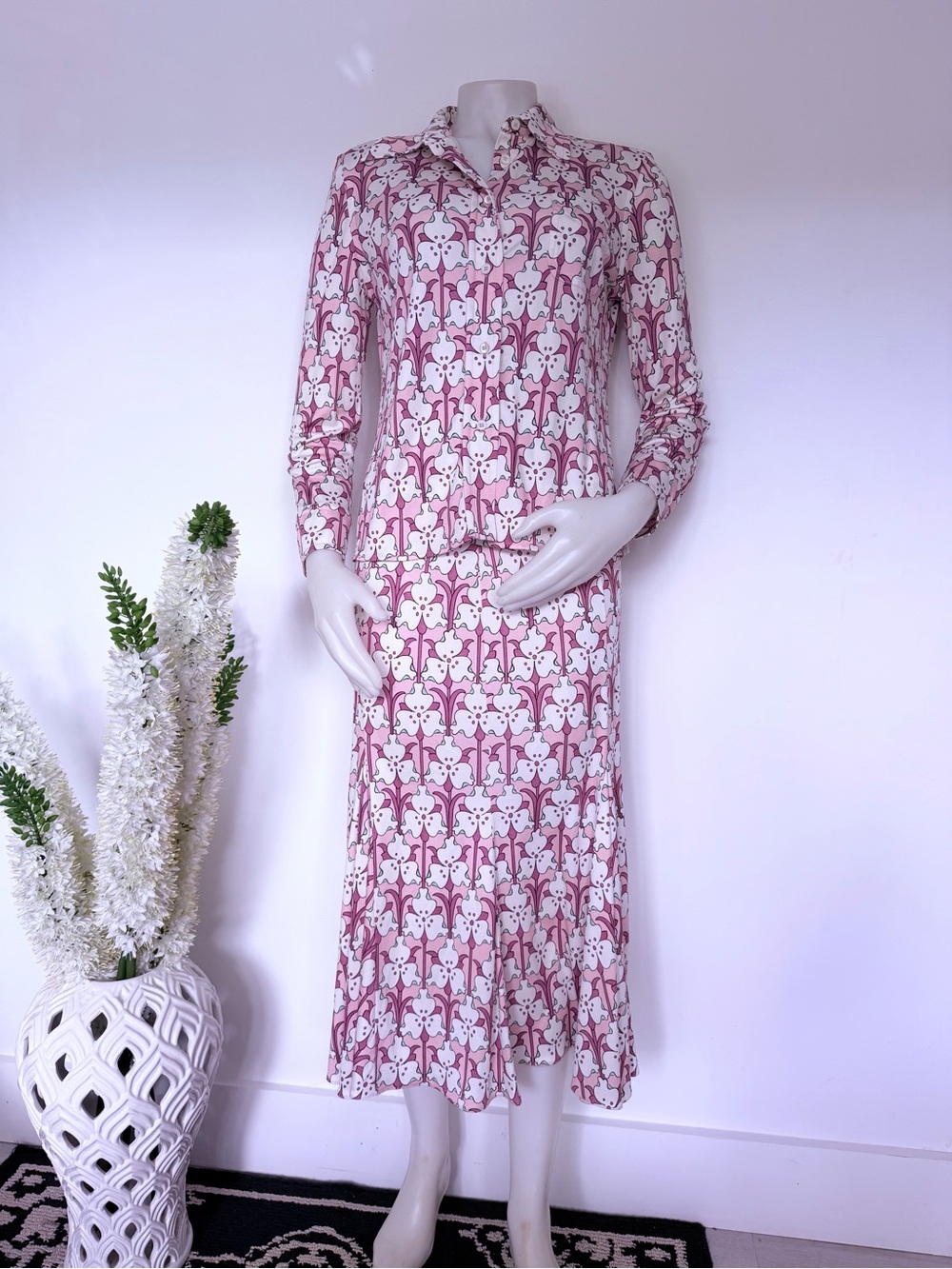 Prada 100% Silk Floral 2-Piece Set IT 42